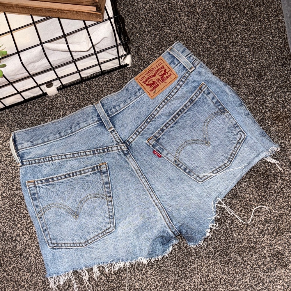 Levi's Light Blue Denim Cutoff Shorts - Picture 3 of 6